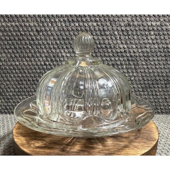 Anchor Hocking Colonial Knife & Fork Glass Butter Dish with lid - Picture 1 of 6